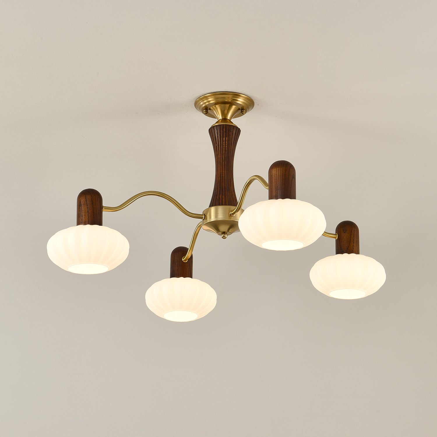Aurora Chandelier Walnut Embrace White Finish - Lamp Outdoor