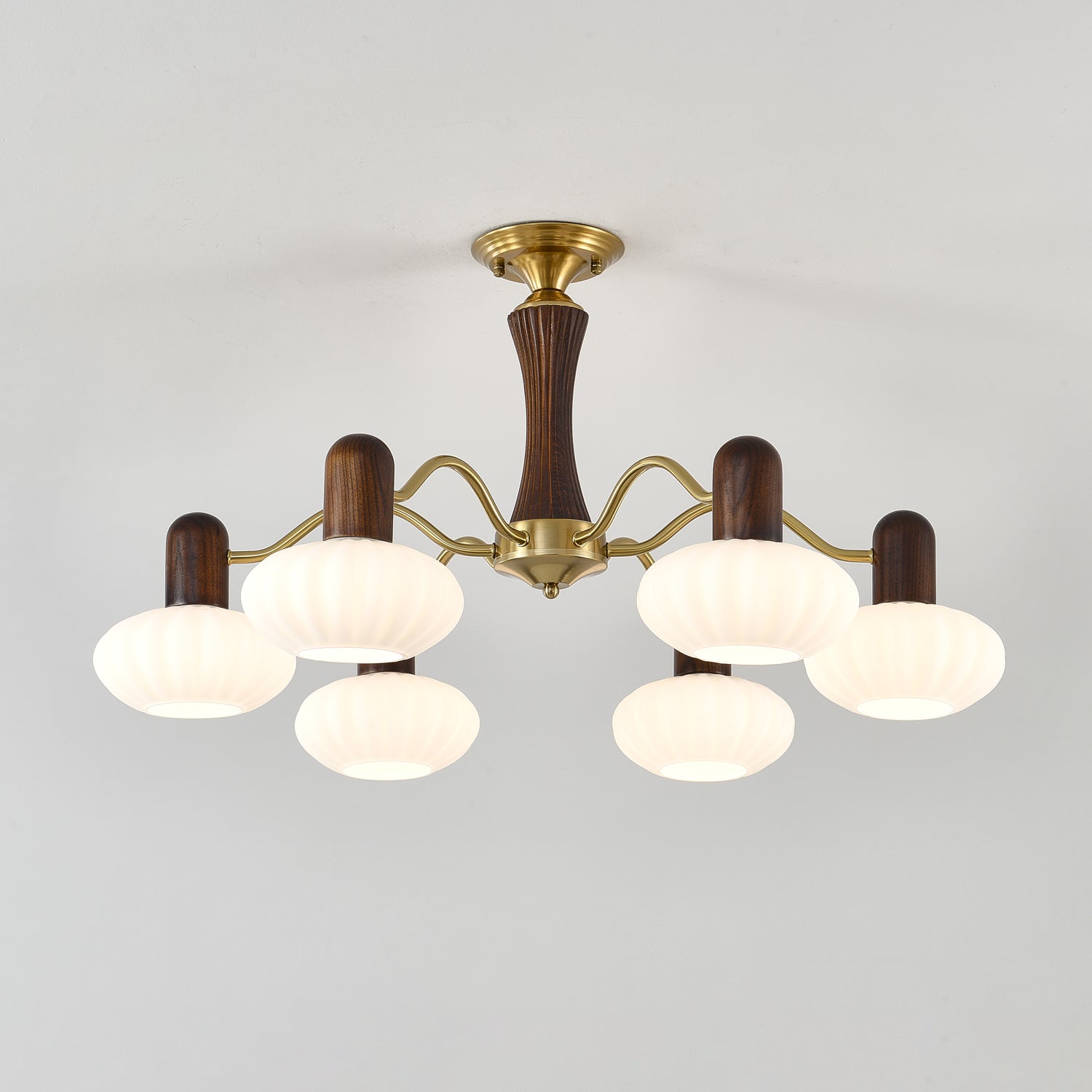 Aurora Chandelier Walnut Embrace White Finish - Lamp Outdoor
