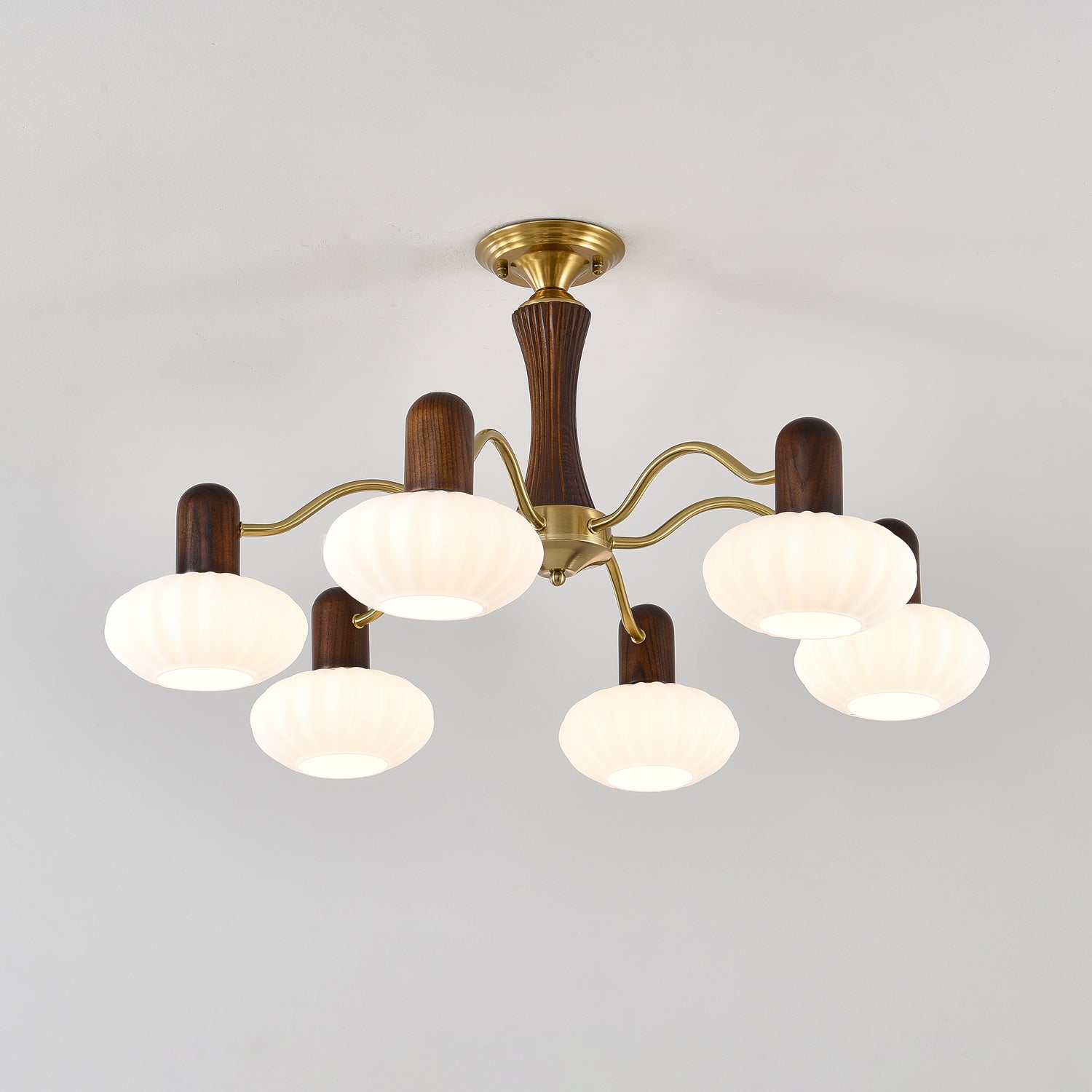 Aurora Chandelier Walnut Embrace White Finish - Lamp Outdoor