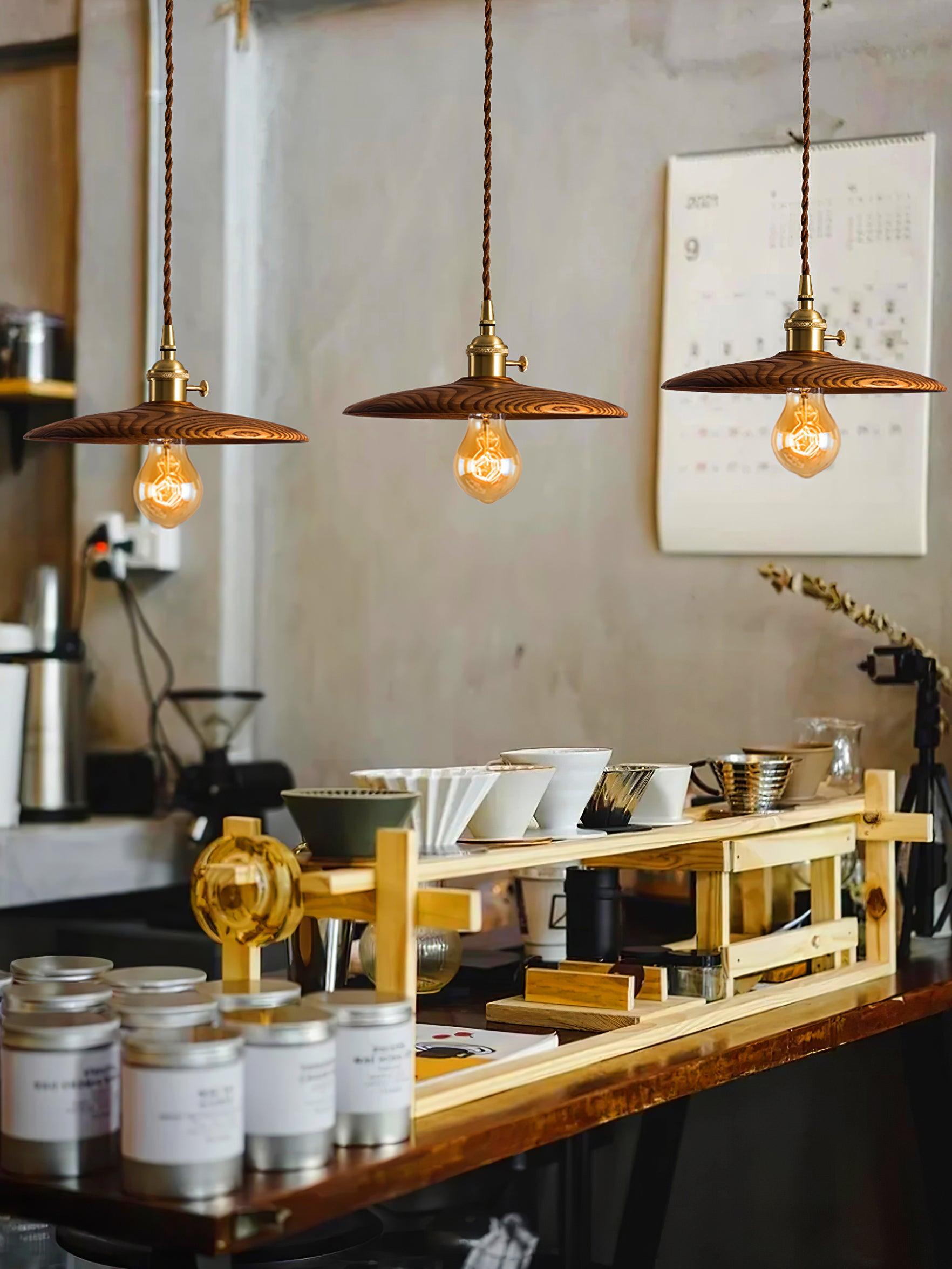 Walnut Conical Pendant Light - Lamp Outdoor