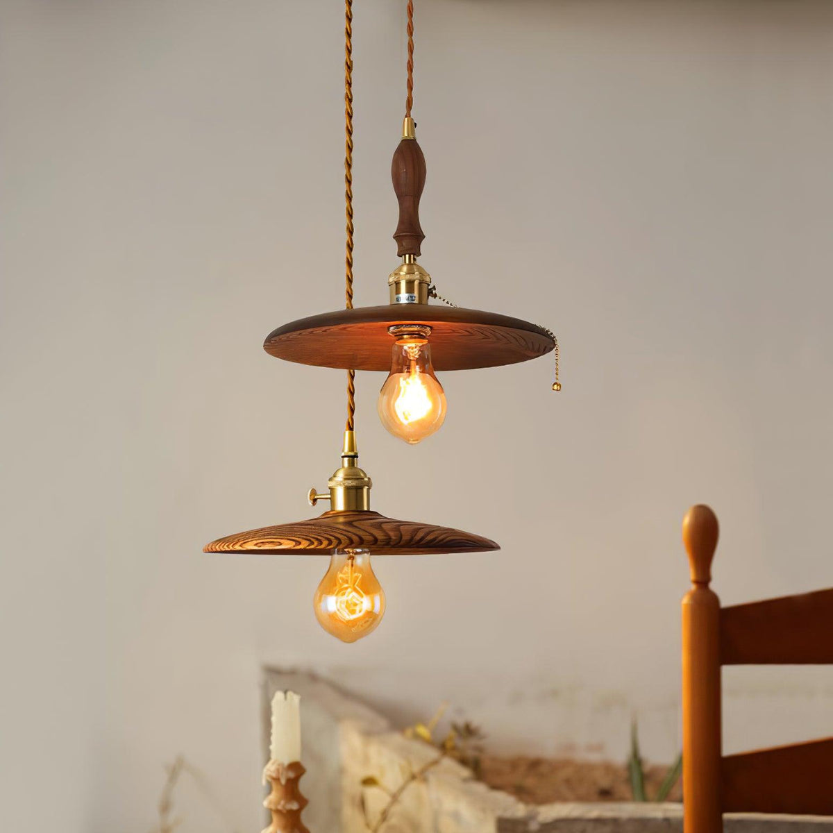 Walnut Conical Pendant Light - Lamp Outdoor
