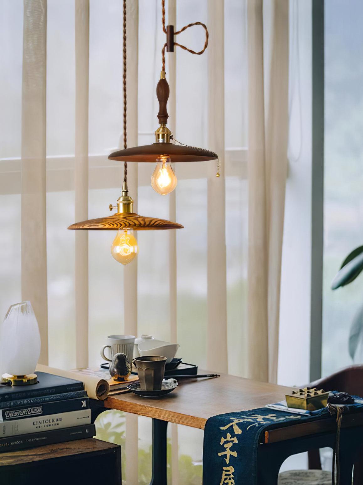 Walnut Conical Pendant Light - Lamp Outdoor