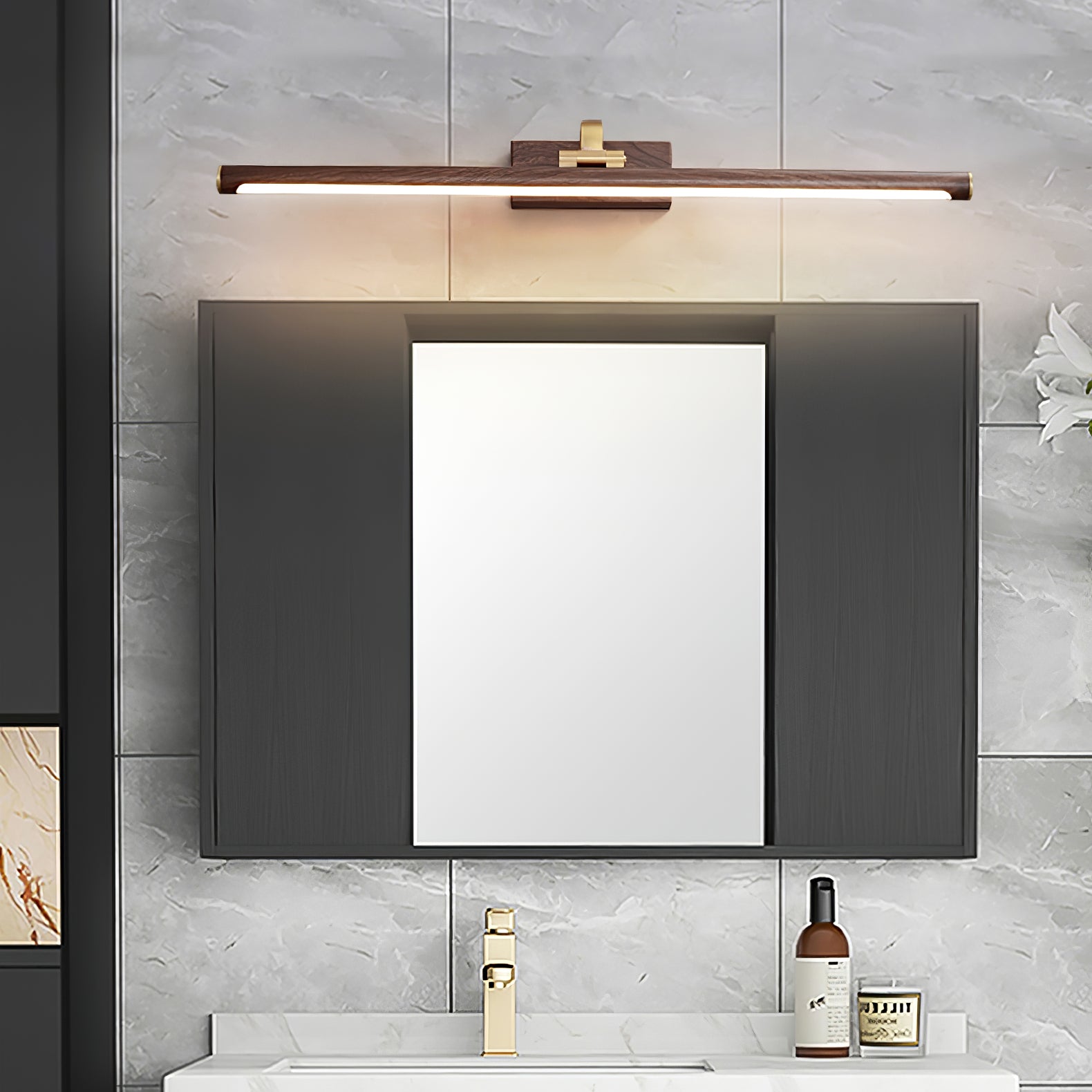 Walnut Color Linear LED Wall Light - Lamp Outdoor
