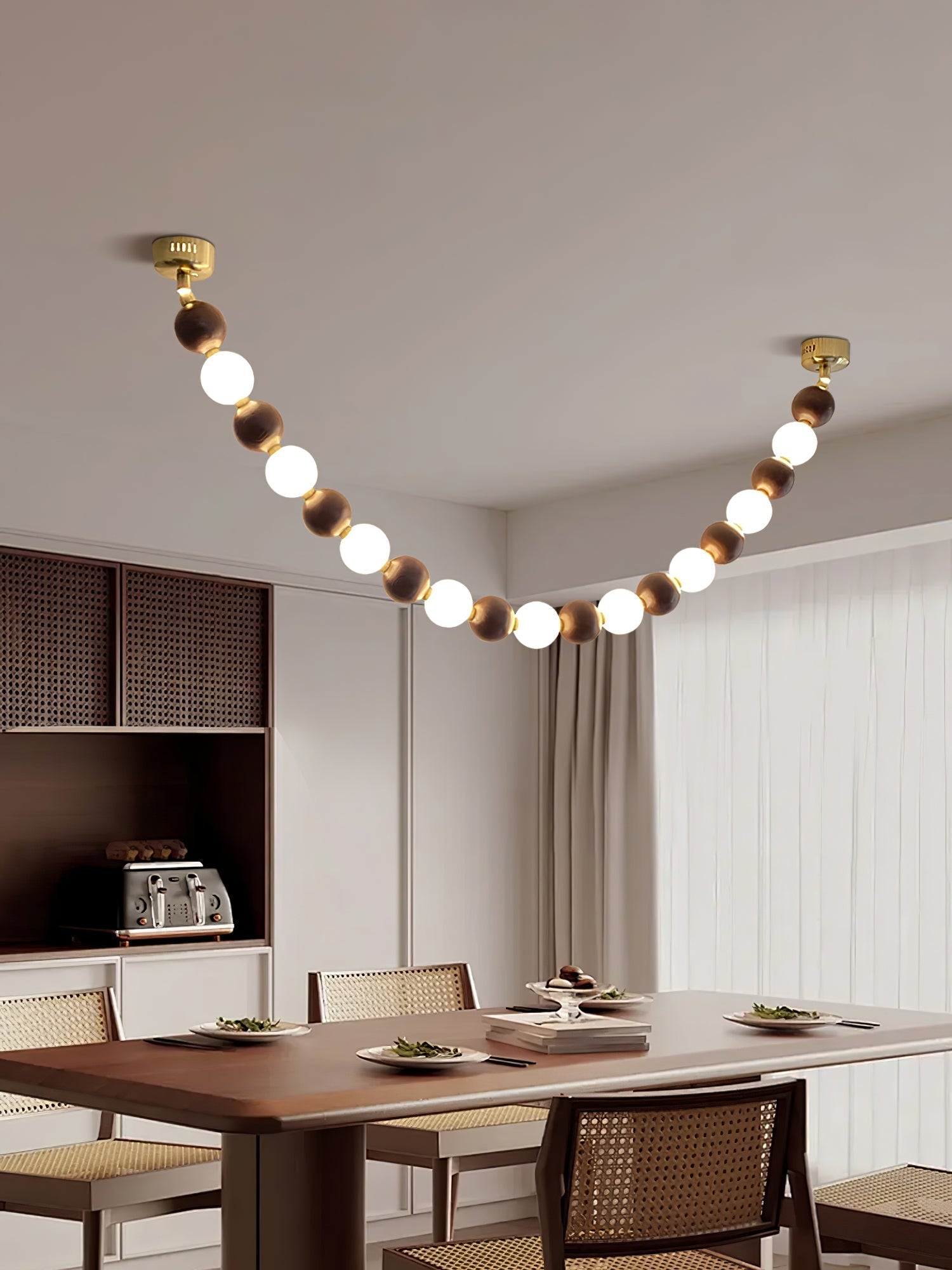 Aurora Chandelier Walnut Bead Necklace - Lamp Outdoor