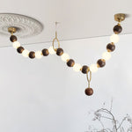 Aurora Chandelier Walnut Bead Necklace - Lamp Outdoor