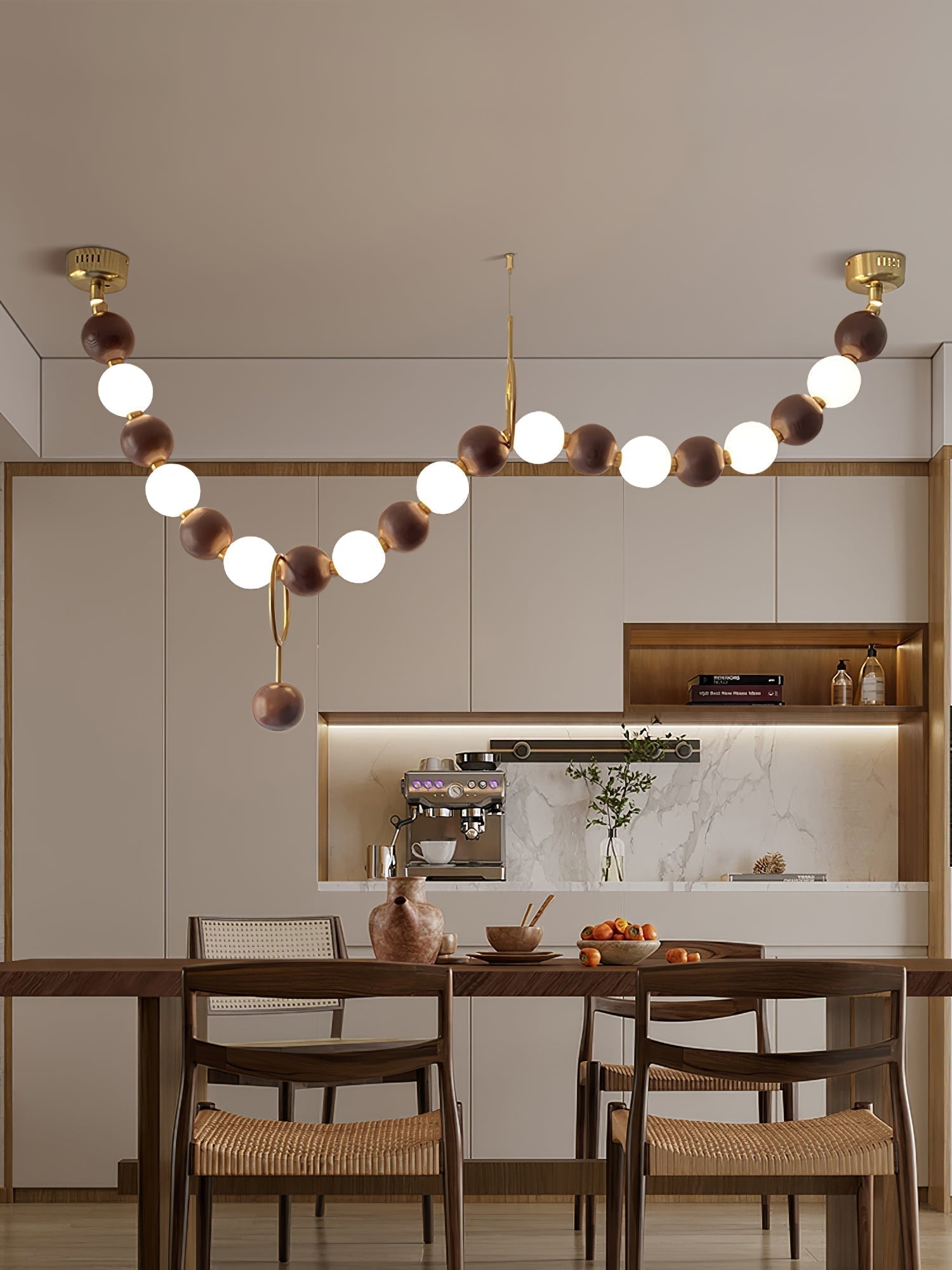 Aurora Chandelier Walnut Bead Necklace - Lamp Outdoor