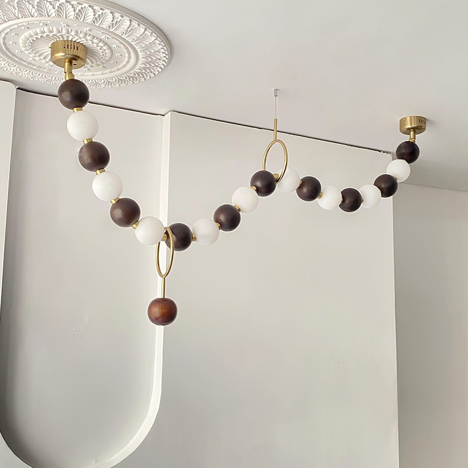 Aurora Chandelier Walnut Bead Necklace - Lamp Outdoor