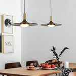 Walnut Wood Dish Pendant Light - Lamp Outdoor