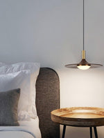 Walnut Wood Dish Pendant Light - Lamp Outdoor