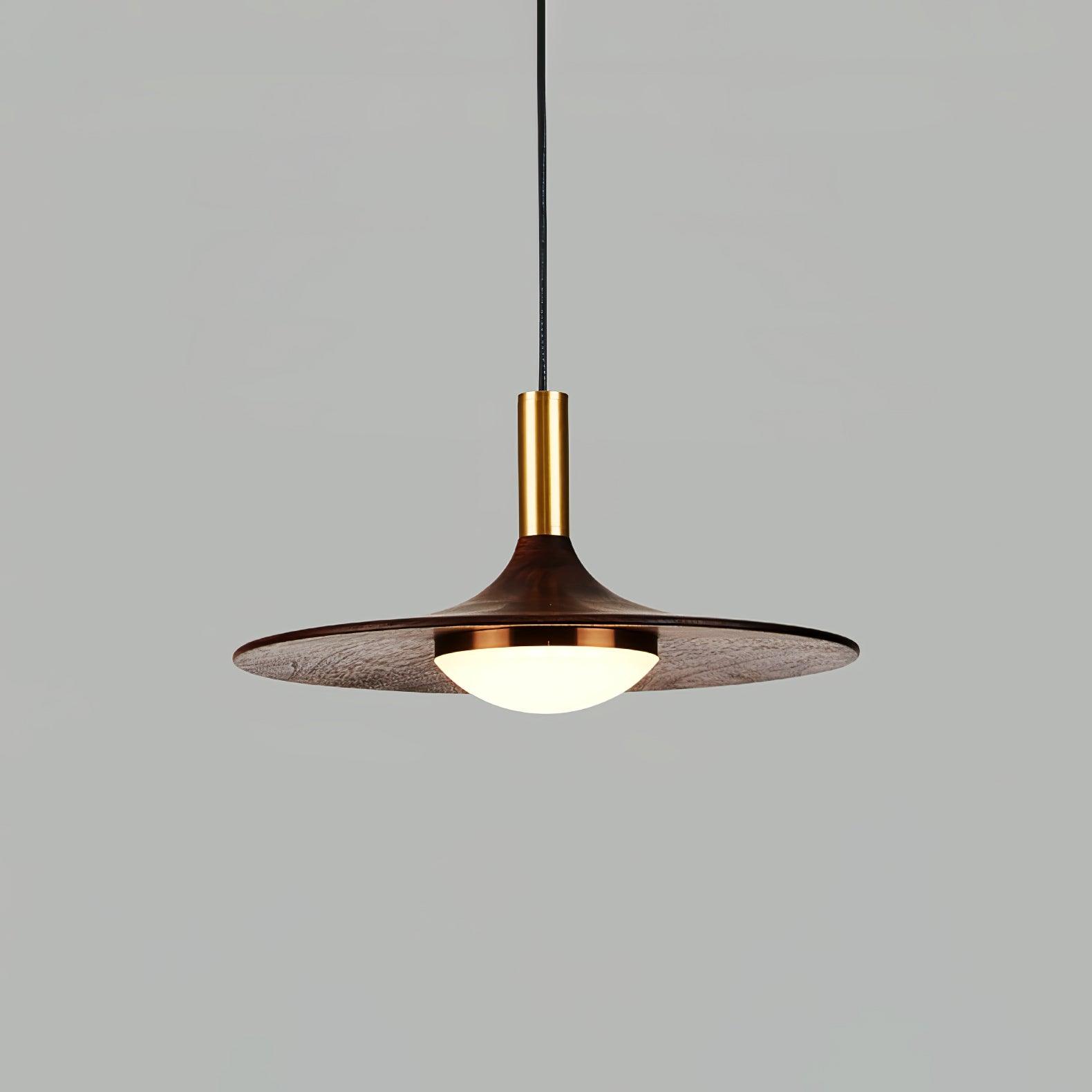 Walnut Wood Dish Pendant Light - Lamp Outdoor