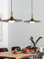 Walnut Wood Dish Pendant Light - Lamp Outdoor