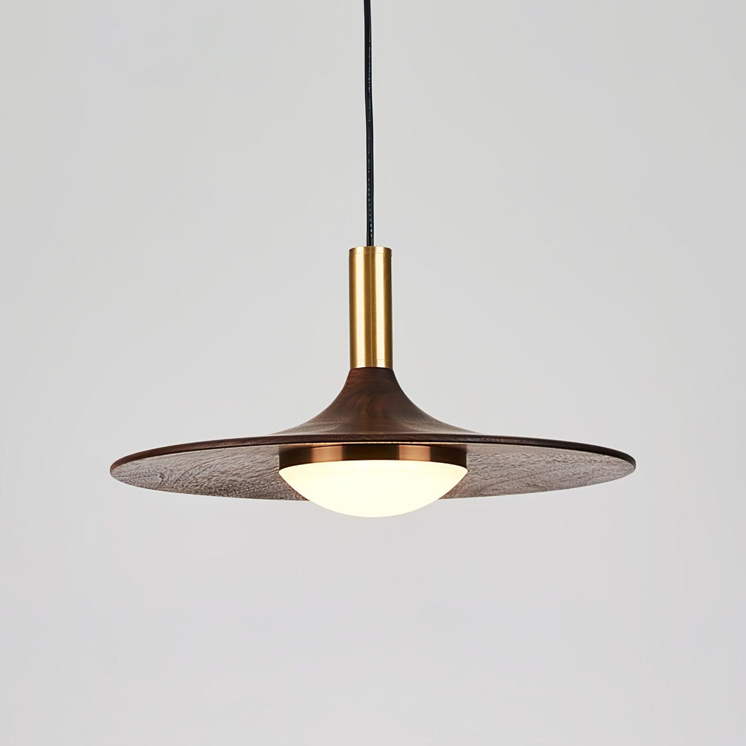 Walnut Wood Dish Pendant Light - Lamp Outdoor