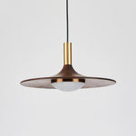 Walnut Wood Dish Pendant Light - Lamp Outdoor