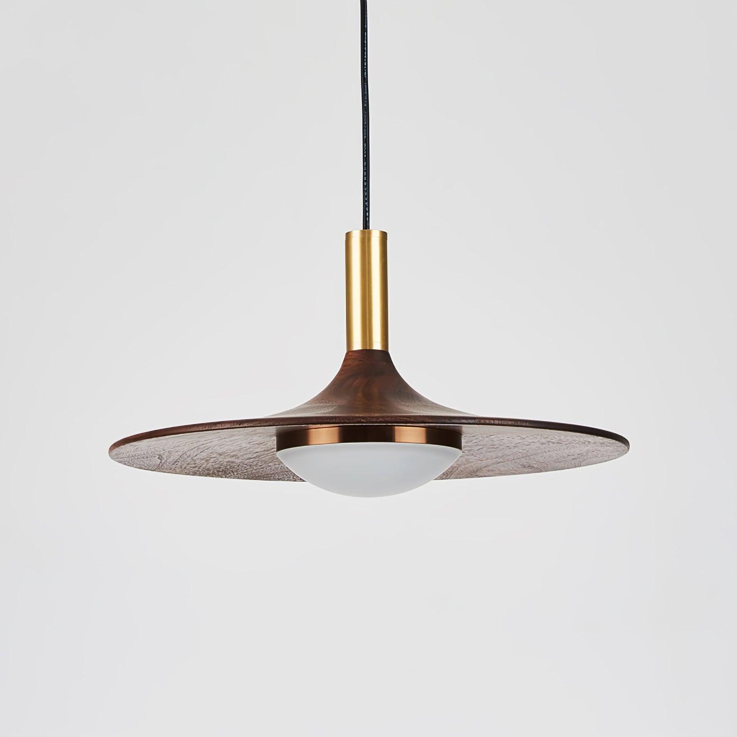Walnut Wood Dish Pendant Light - Lamp Outdoor