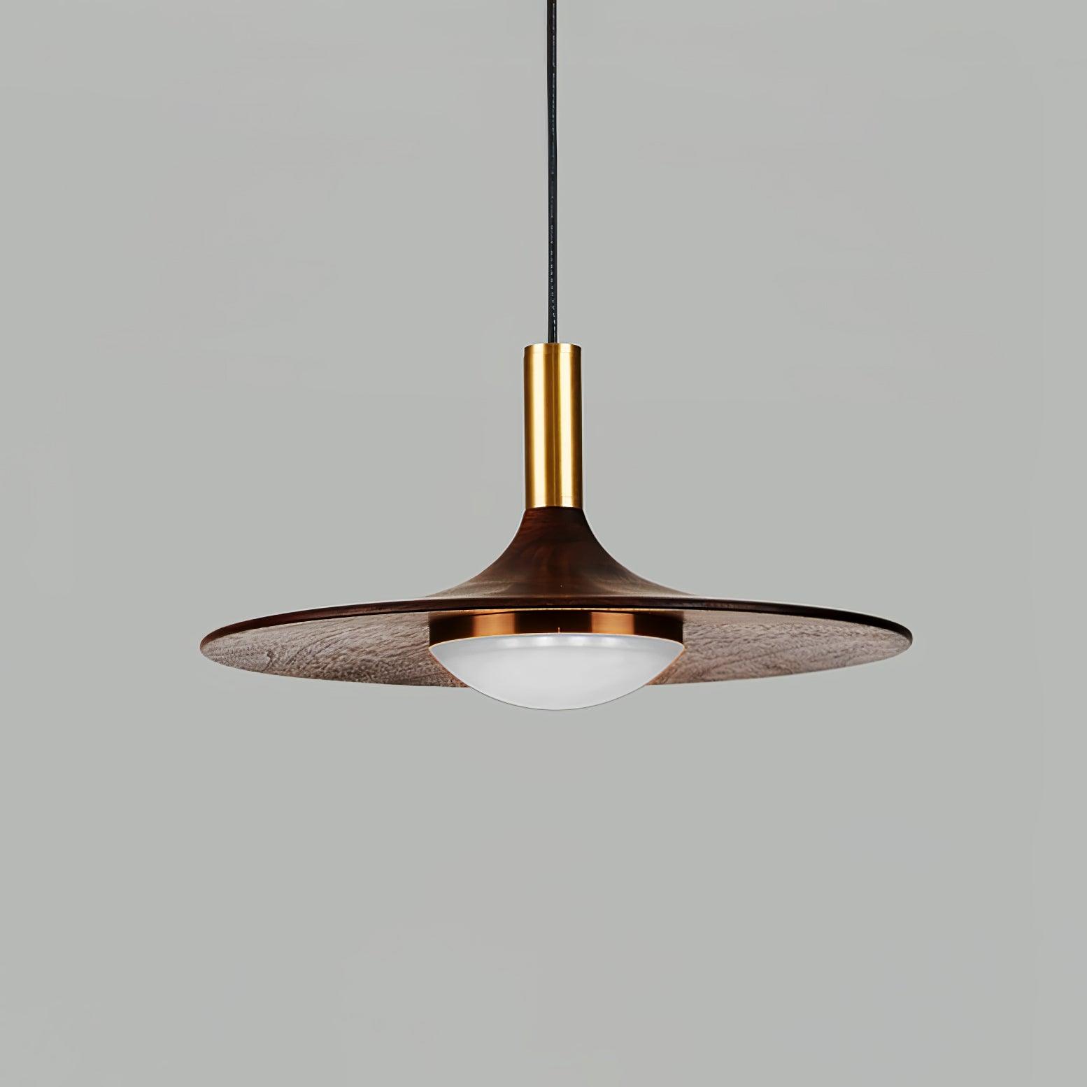 Walnut Wood Dish Pendant Light - Lamp Outdoor