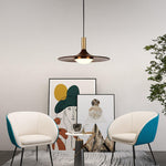 Walnut Wood Dish Pendant Light - Lamp Outdoor