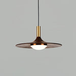 Walnut Wood Dish Pendant Light - Lamp Outdoor