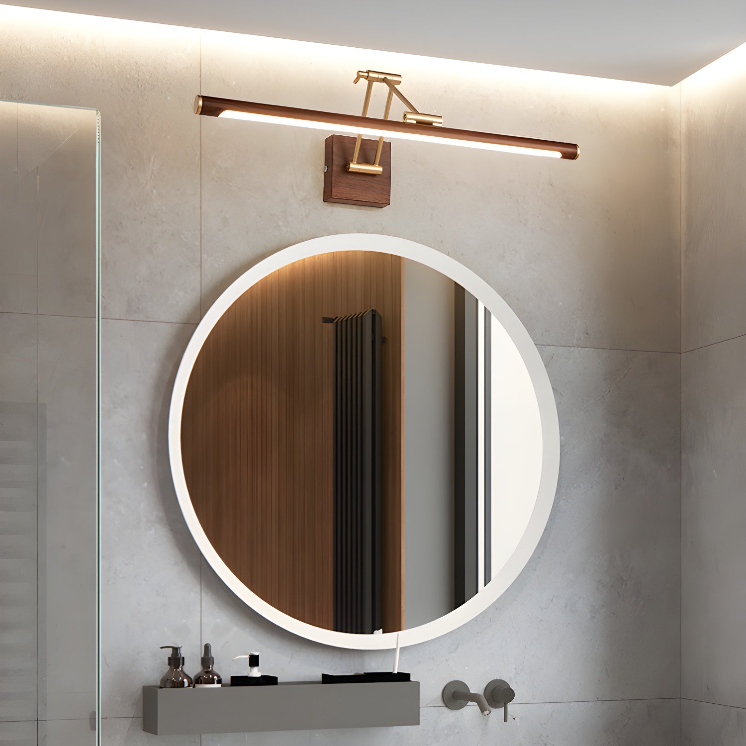 Walnut Color Linear Adjustable Wall Light - Lamp Outdoor