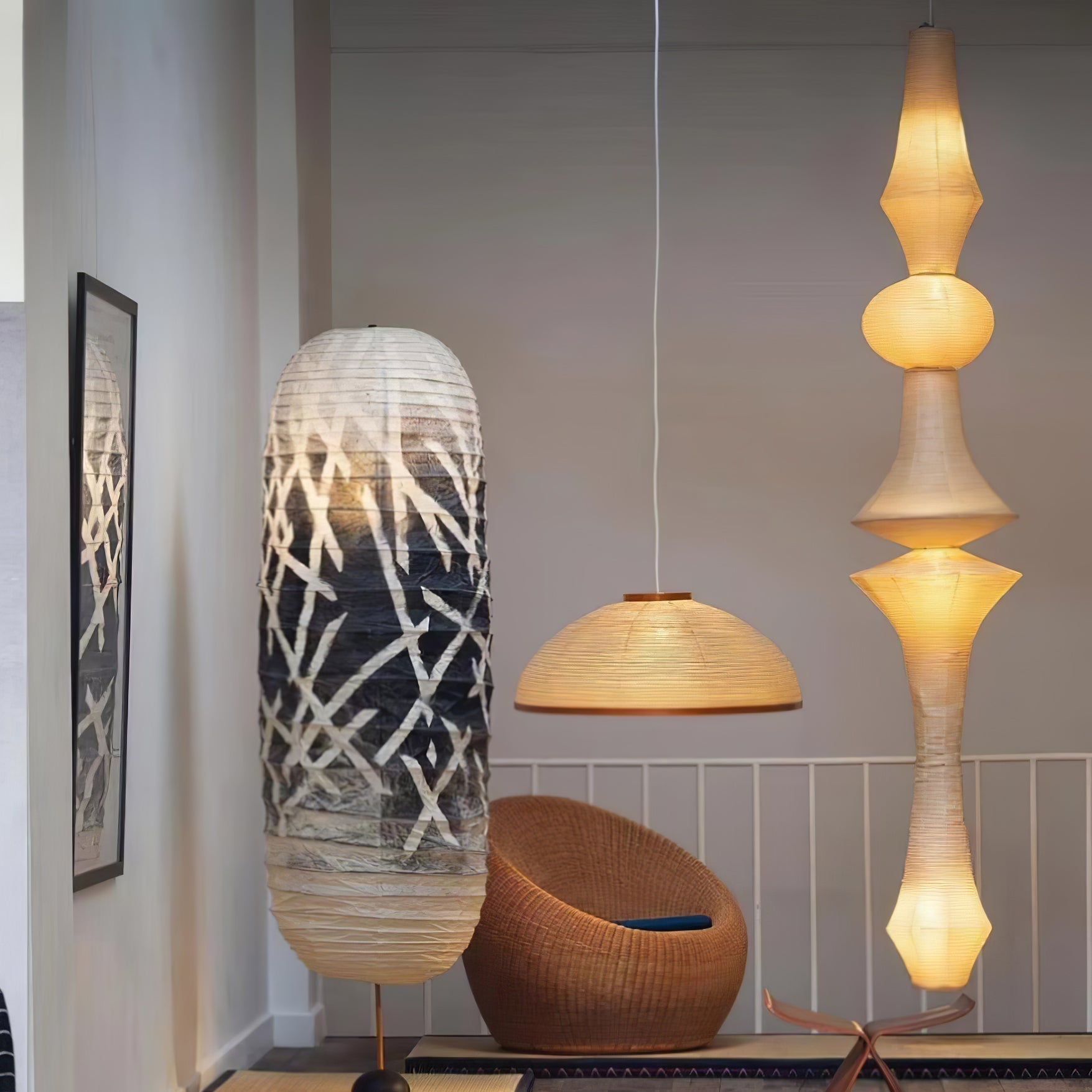 Washi Paper E Pendant Light - Lamp Outdoor