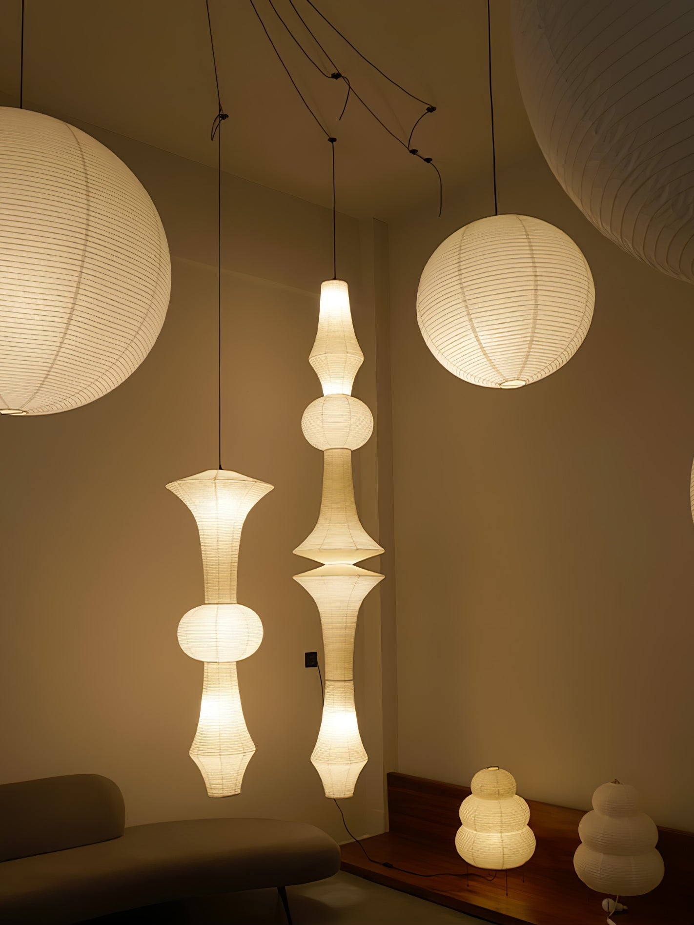 Washi Paper E Pendant Light - Lamp Outdoor