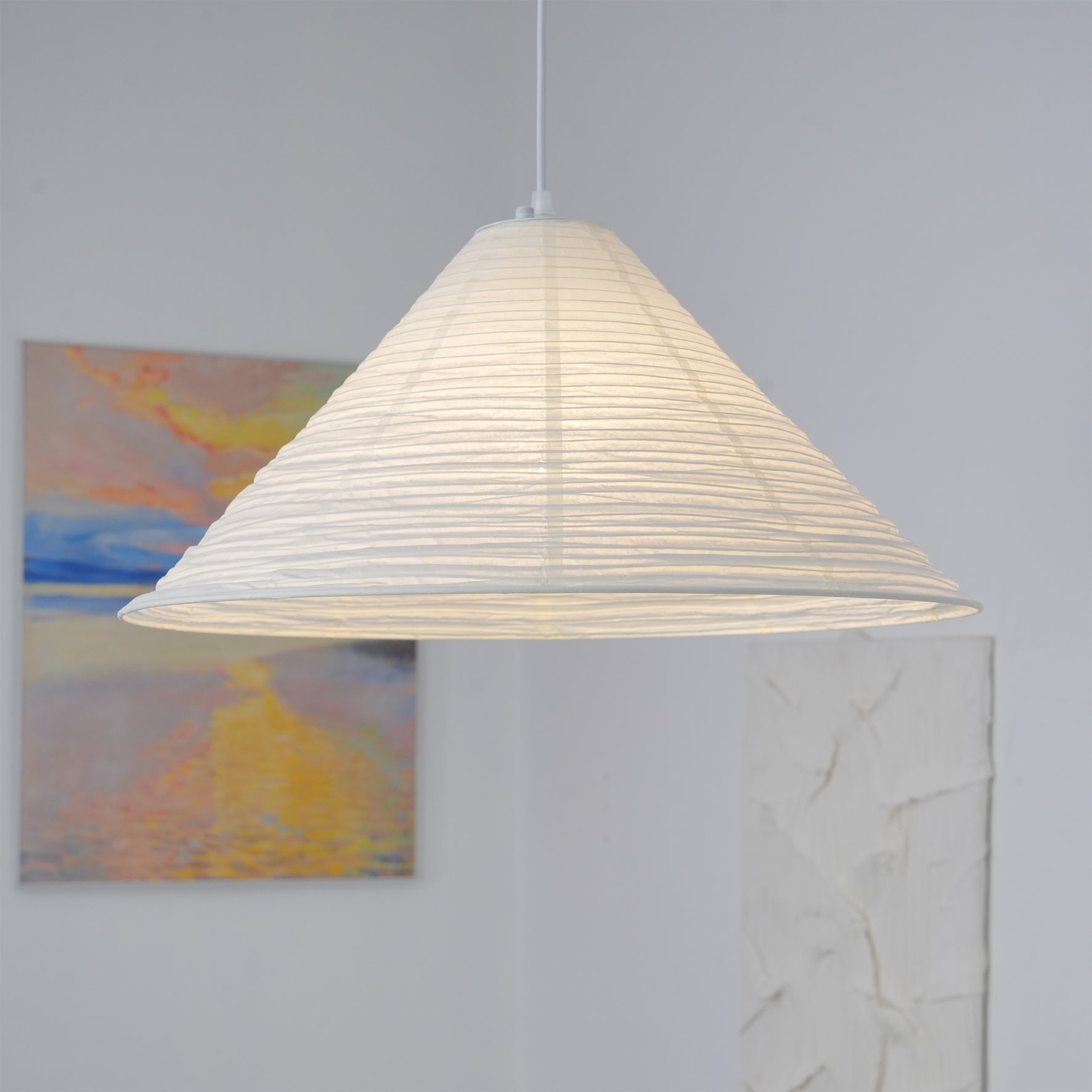 Washi Paper Pyramid Pendant Lamp - Lamp Outdoor