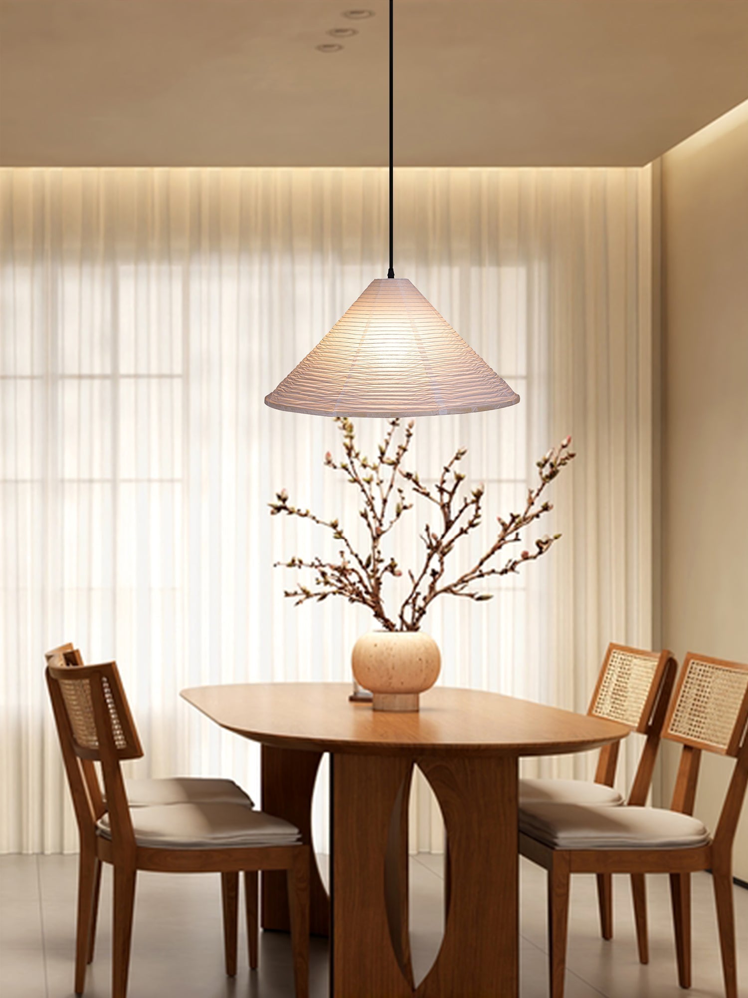 Washi Paper Pyramid Pendant Lamp - Lamp Outdoor