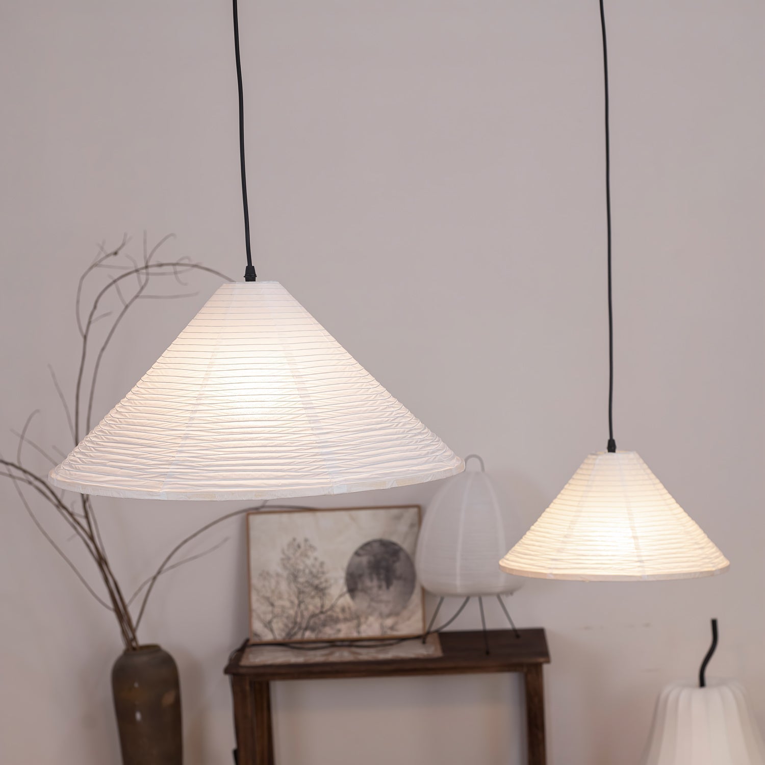 Washi Paper Pyramid Pendant Lamp - Lamp Outdoor