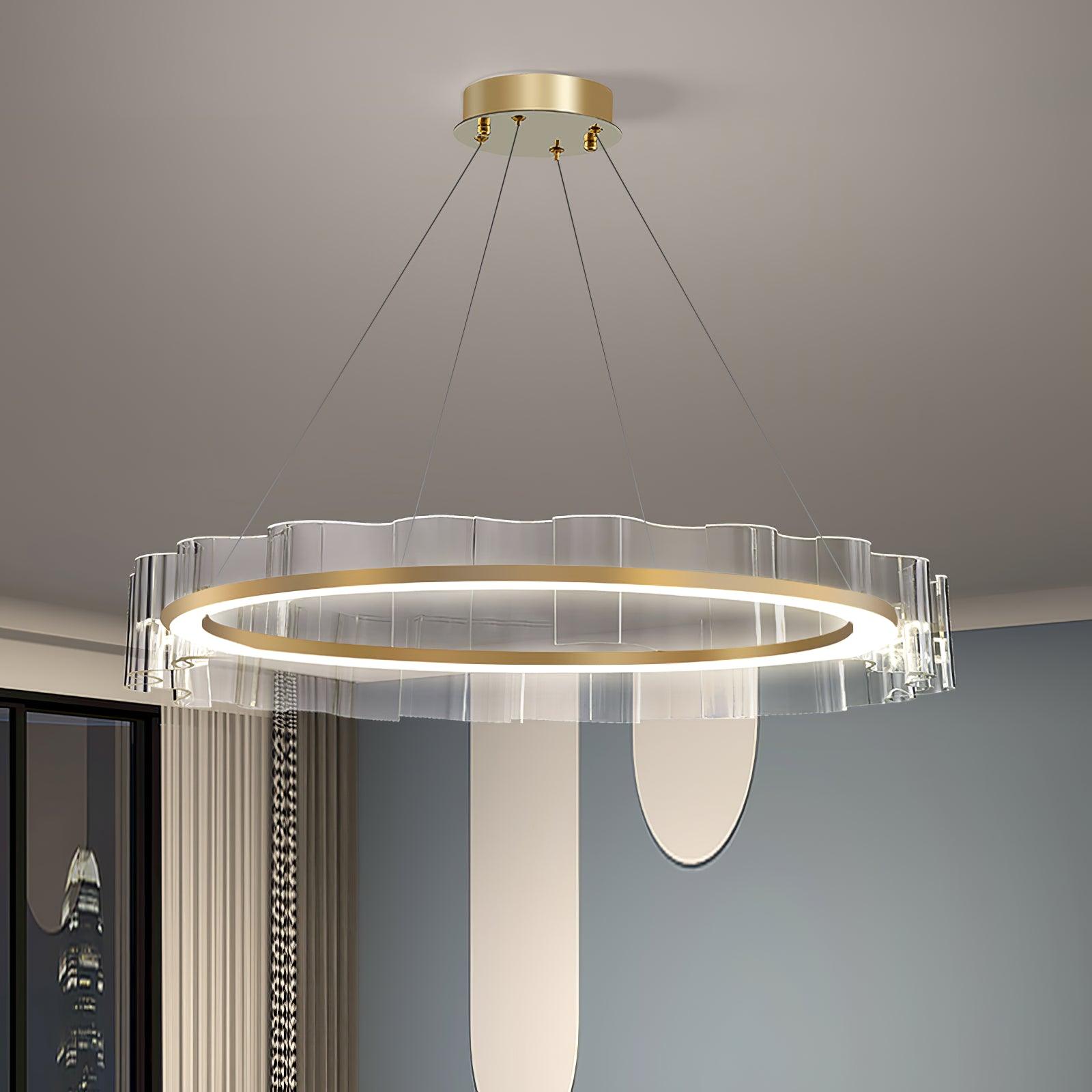 Acoustic Postmodern Luxury Water Wave Glass Metal Chandelier - Lamp Outdoor