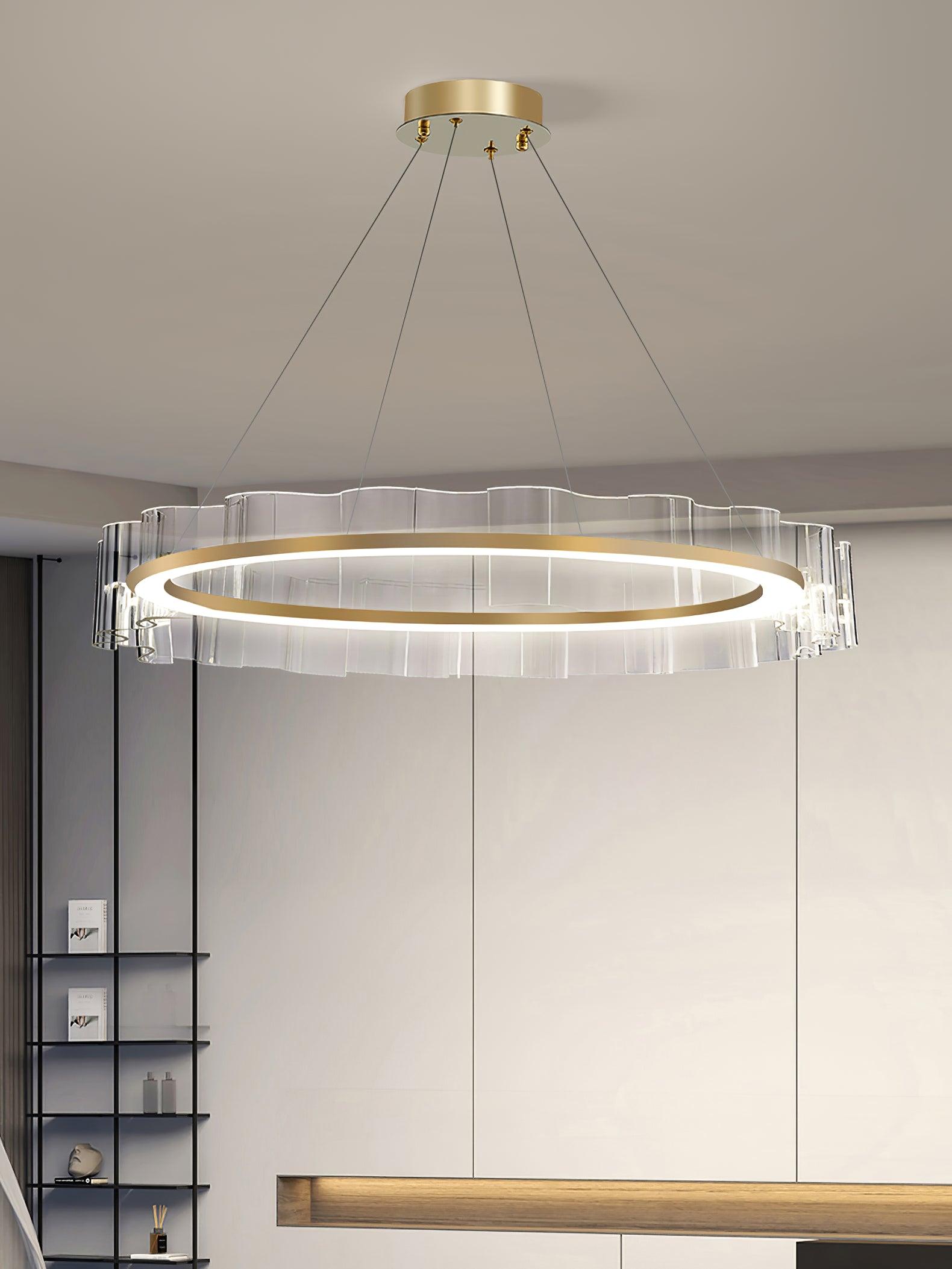 Acoustic Postmodern Luxury Water Wave Glass Metal Chandelier - Lamp Outdoor