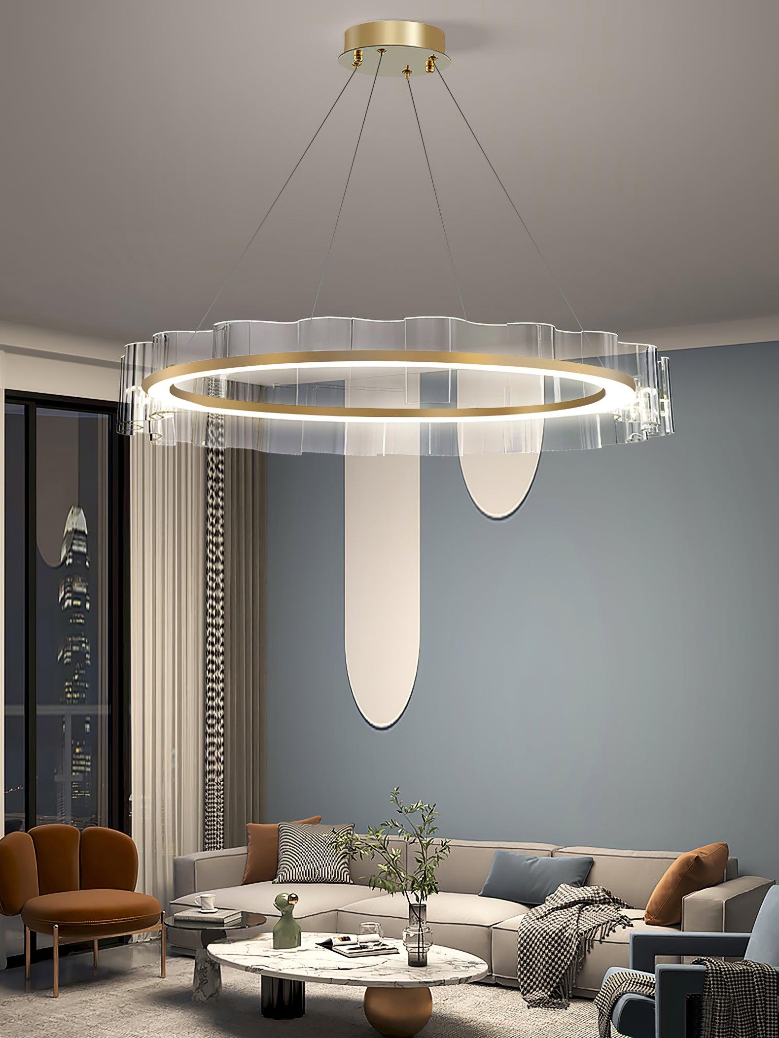 Acoustic Postmodern Luxury Water Wave Glass Metal Chandelier - Lamp Outdoor