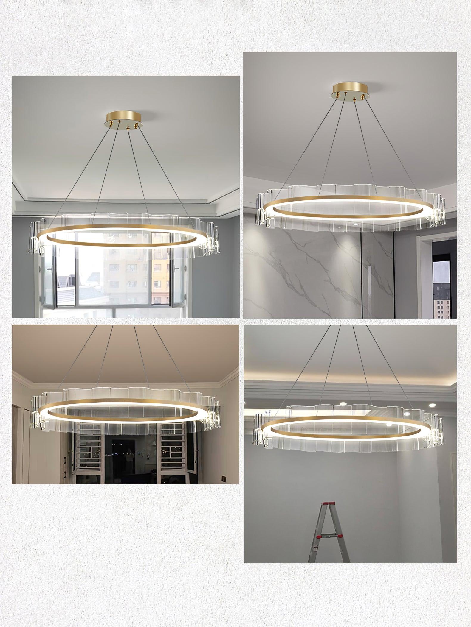 Acoustic Postmodern Luxury Water Wave Glass Metal Chandelier - Lamp Outdoor