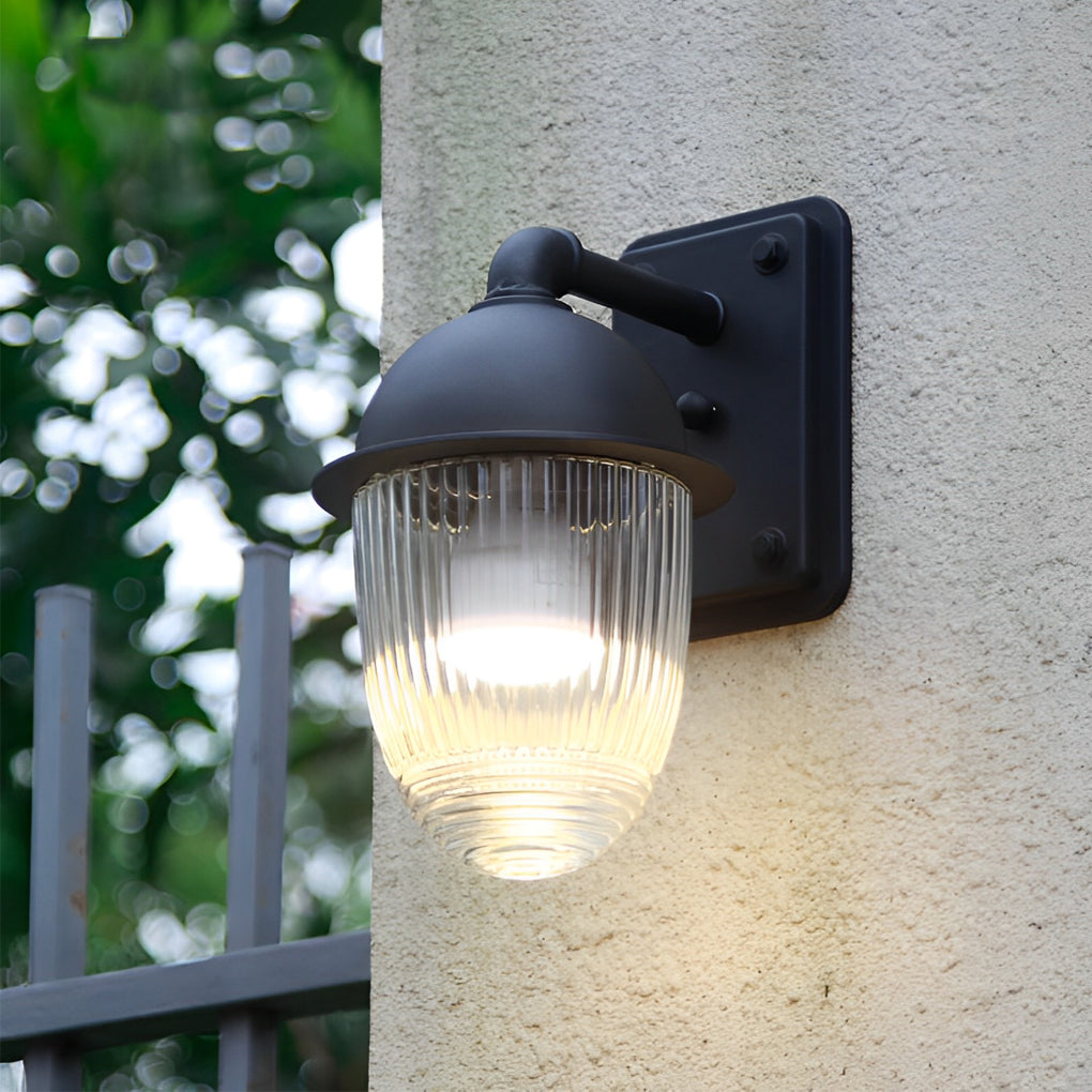 Waterproof Glass Ball Matte Black Modern Outdoor Wall Lamp Exterior Lights - Lamp Outdoor