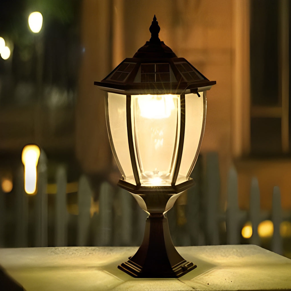 Led Waterproof Black Vintage Outdoor Solar Fence Post Lights with Remote - Lamp Outdoor