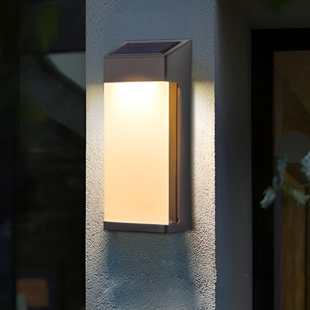 2 Pcs Rectangular LED Light-controlled Waterproof Outdoor Solar Sconce Lighting - Lamp Outdoor