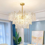Lustra Chandelier Wave Glass Wrought Iron Elegant - Letslighting