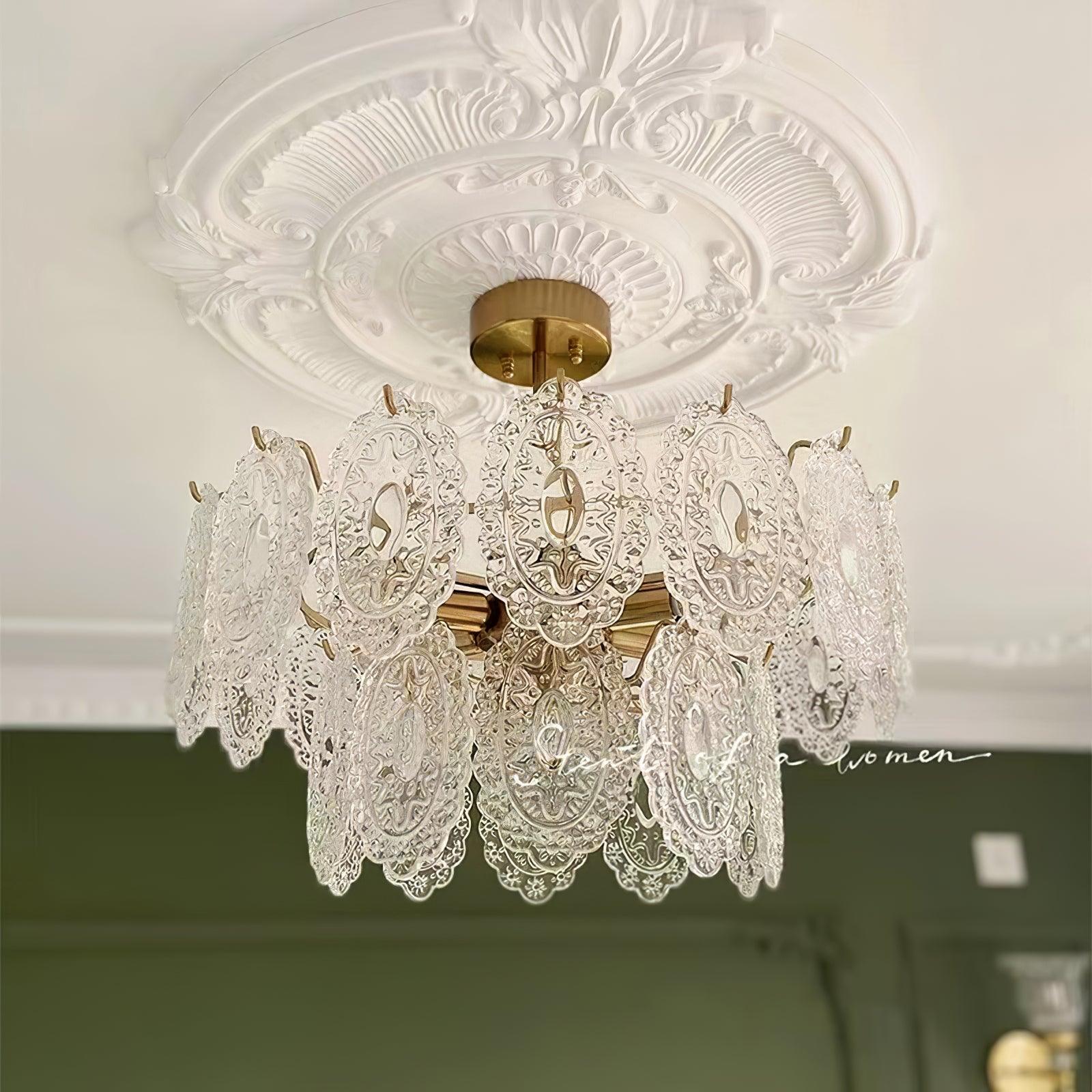 Lustra Chandelier Wave Glass Wrought Iron Elegant - Letslighting