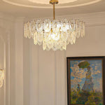 Lustra Chandelier Wave Glass Wrought Iron Elegant - Letslighting