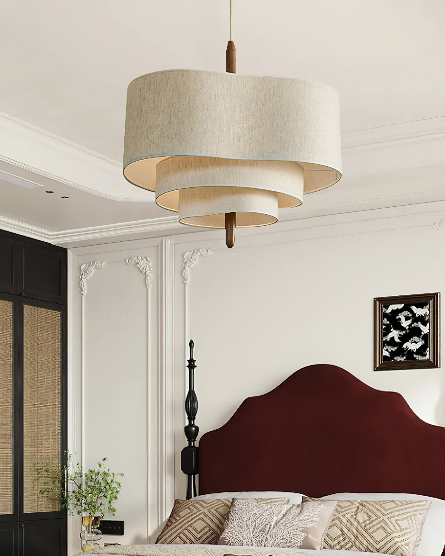 Eldorora Elegance Wave Ladder Wood Fabric Pendant Lamp - Lamp Outdoor