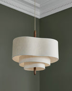 Eldorora Elegance Wave Ladder Wood Fabric Pendant Lamp - Lamp Outdoor