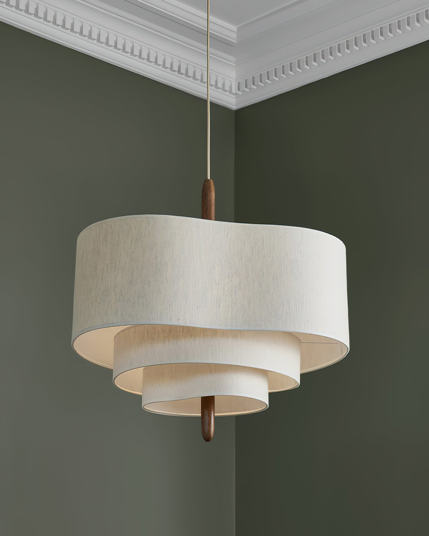 Eldorora Elegance Wave Ladder Wood Fabric Pendant Lamp - Lamp Outdoor