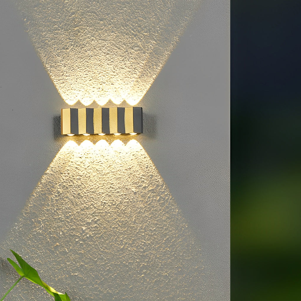 Black & Gold Aluminum LED Outdoor Up Down Wall Light - Lamp Outdoor