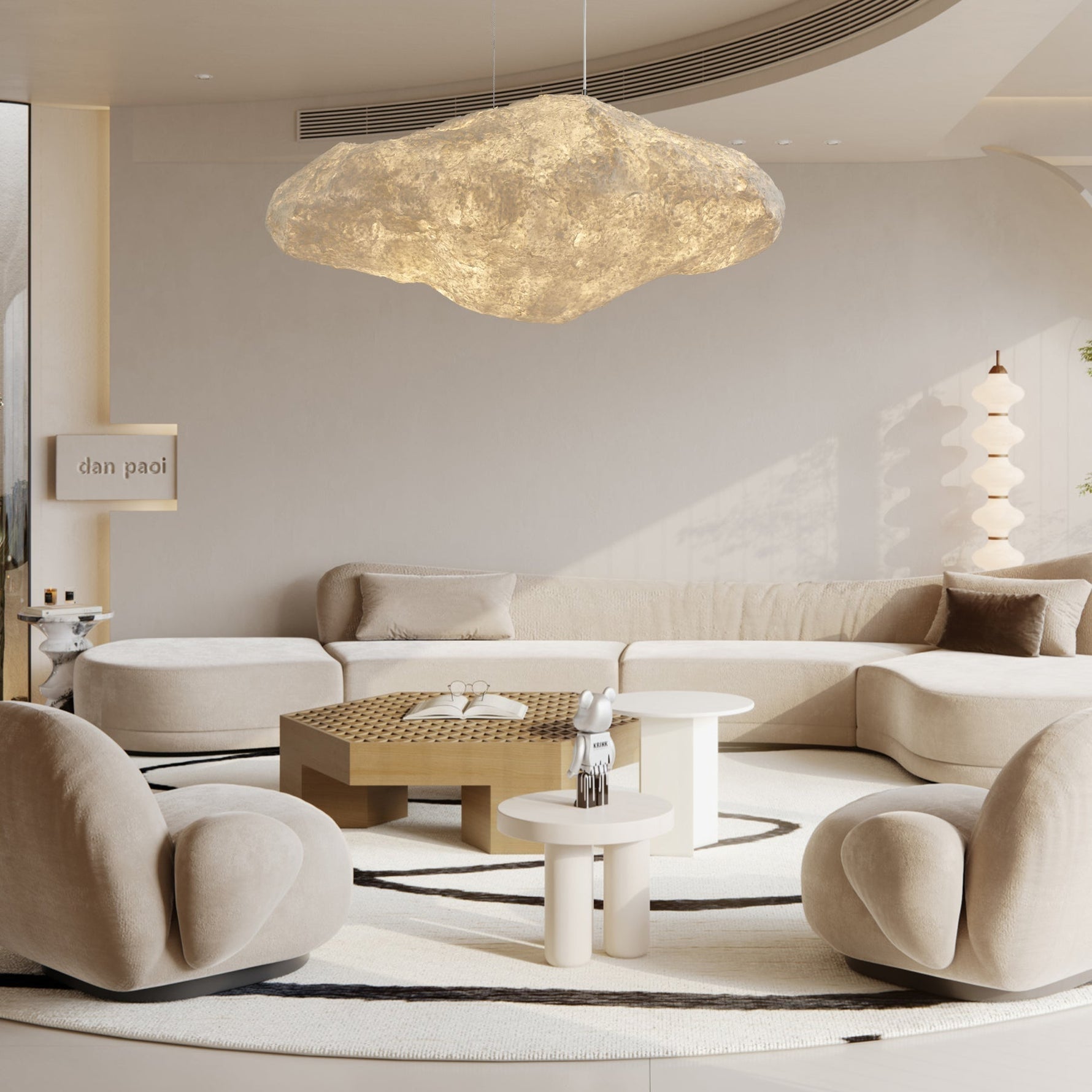 Elliros Textured Paper Pulp Pendant Light - Lamp Outdoor