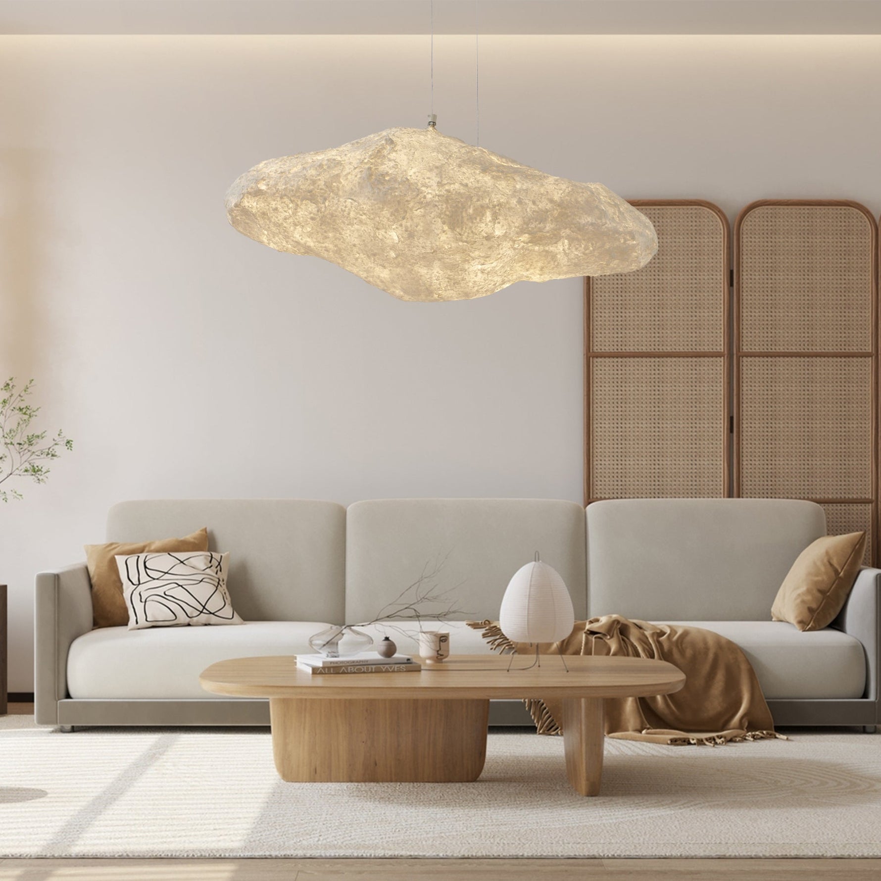 Elliros Textured Paper Pulp Pendant Light - Lamp Outdoor