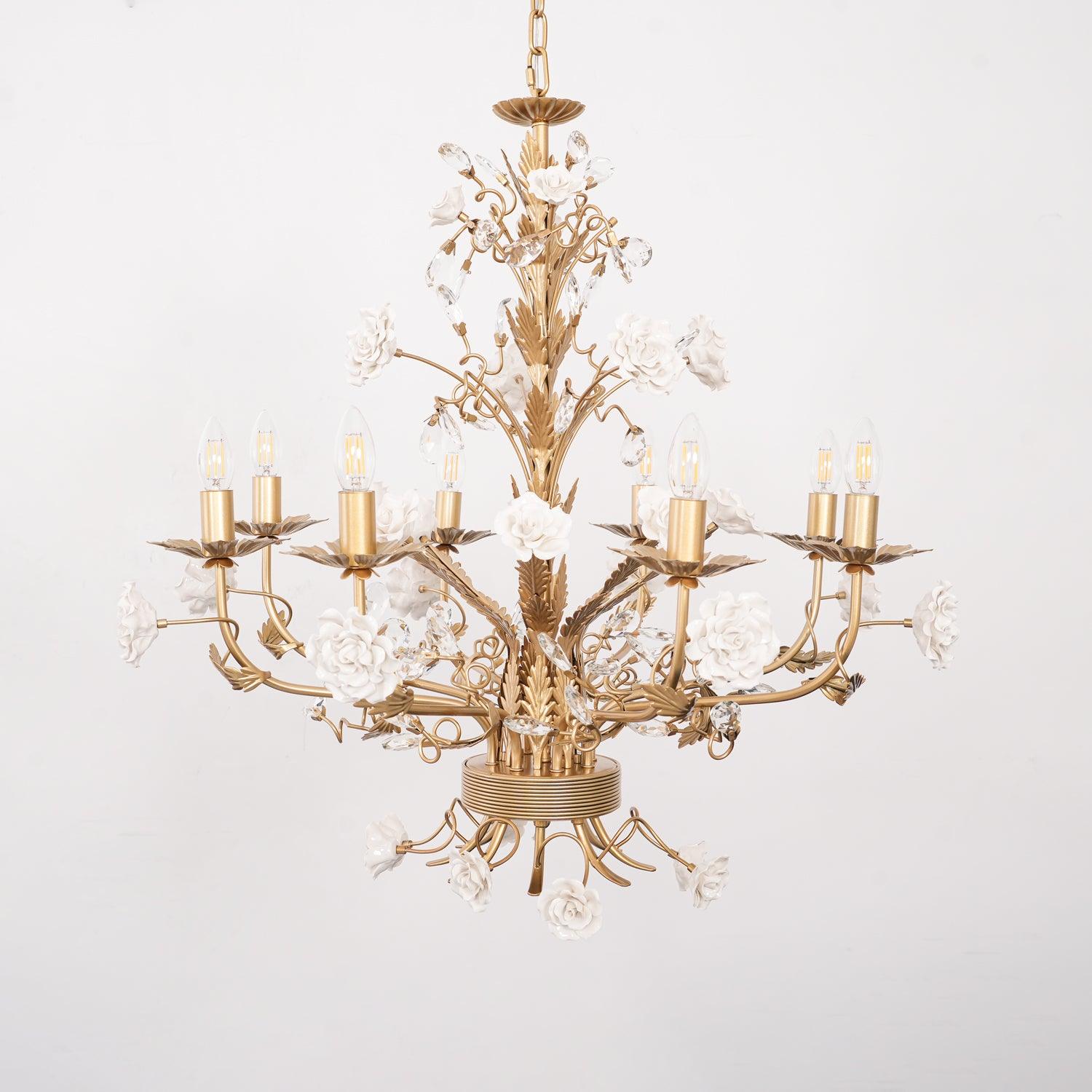 White Rose Crystal Chandelier - Lamp Outdoor