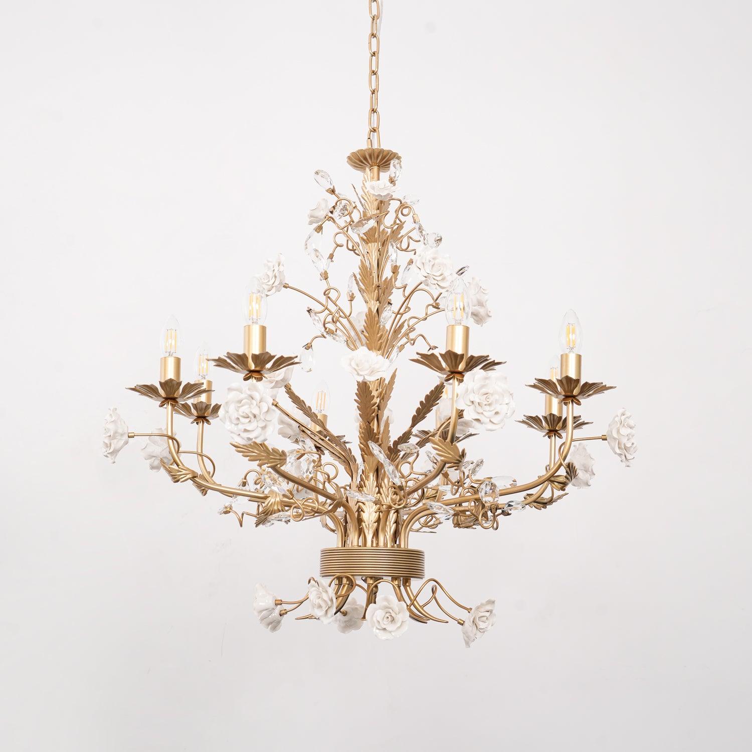 White Rose Crystal Chandelier - Lamp Outdoor