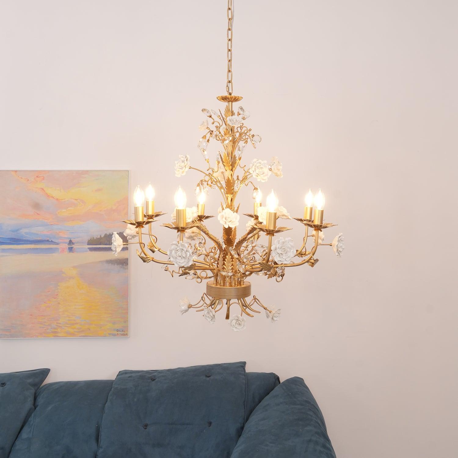 White Rose Crystal Chandelier - Lamp Outdoor