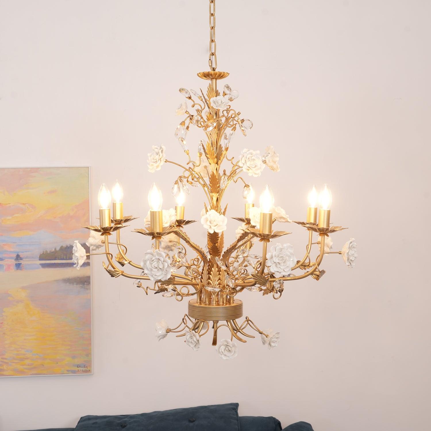 White Rose Crystal Chandelier - Lamp Outdoor