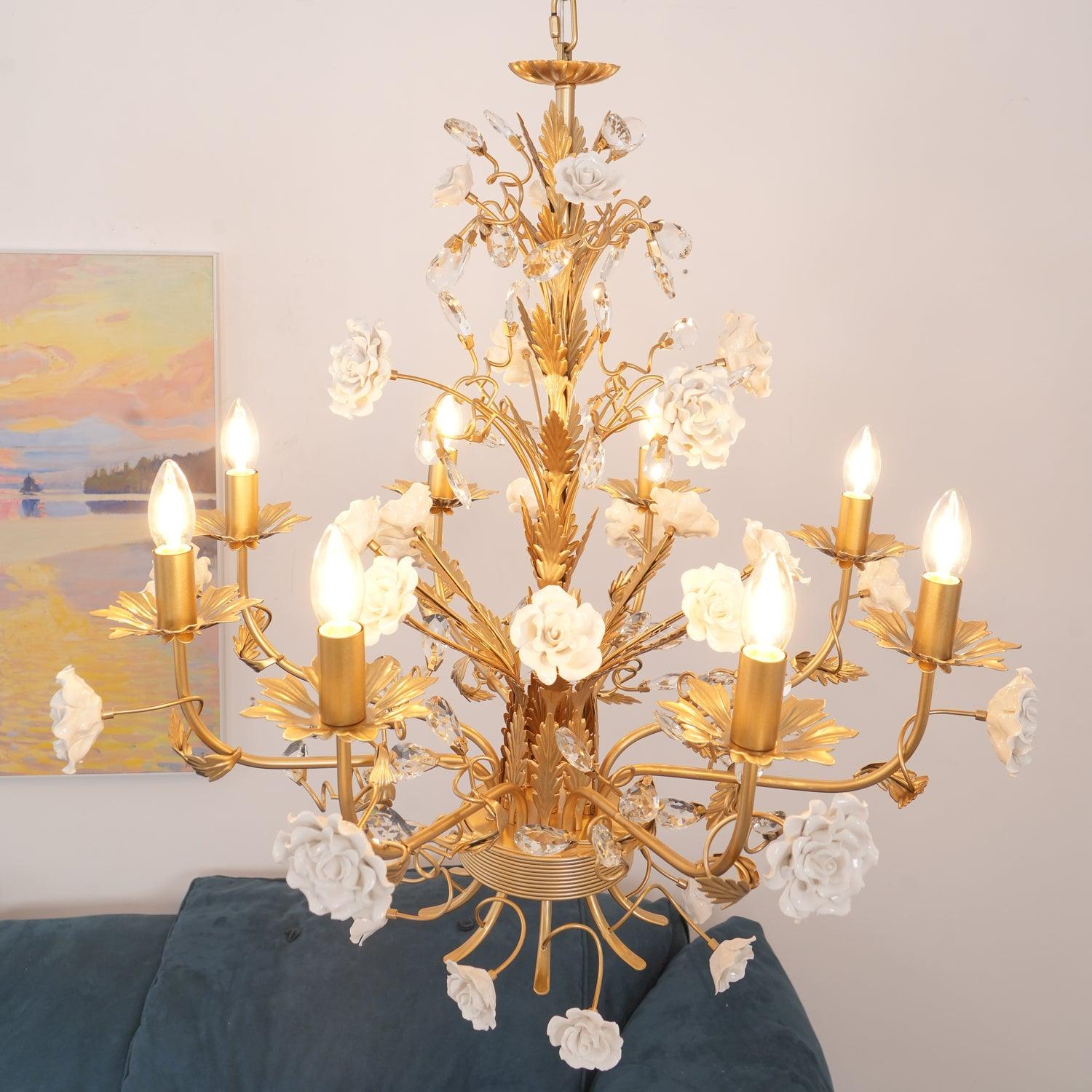 White Rose Crystal Chandelier - Lamp Outdoor