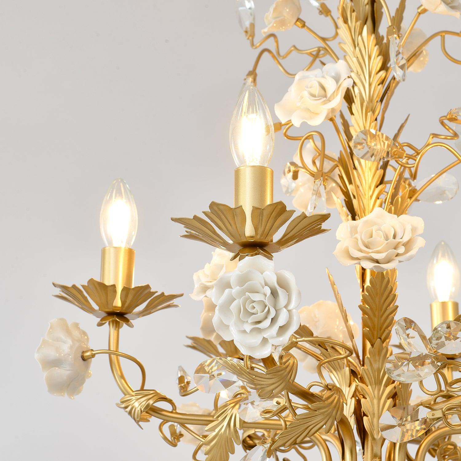 White Rose Crystal Chandelier - Lamp Outdoor