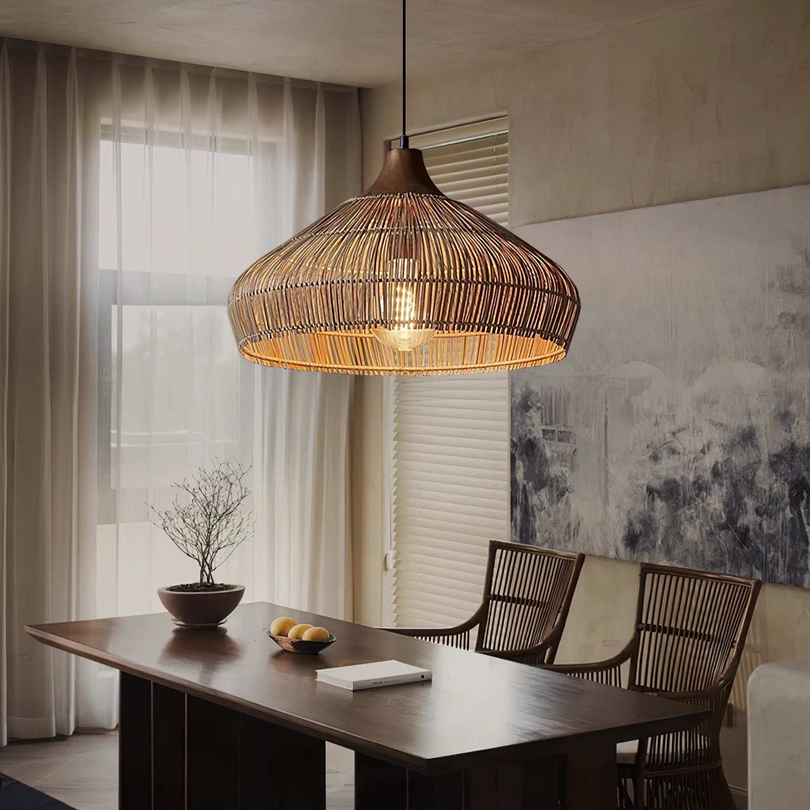 Wicker Rattan Pendant Light - Lamp Outdoor